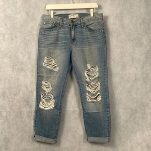 Pistola Light Wash Distressed Boyfriend Jeans Size 28